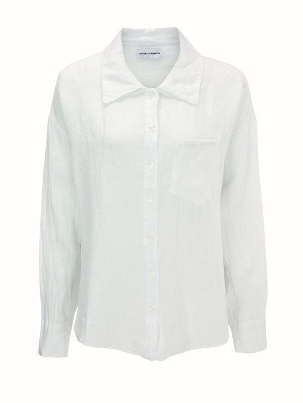 Vague linen button up shirt- White