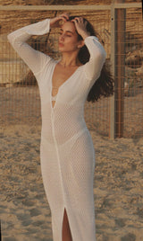 Vague crochet golden logo dress