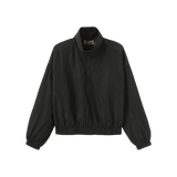 Vague nylon motocross zipper sweater- Black