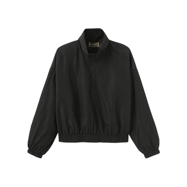 Vague nylon motocross zipper sweater- Black