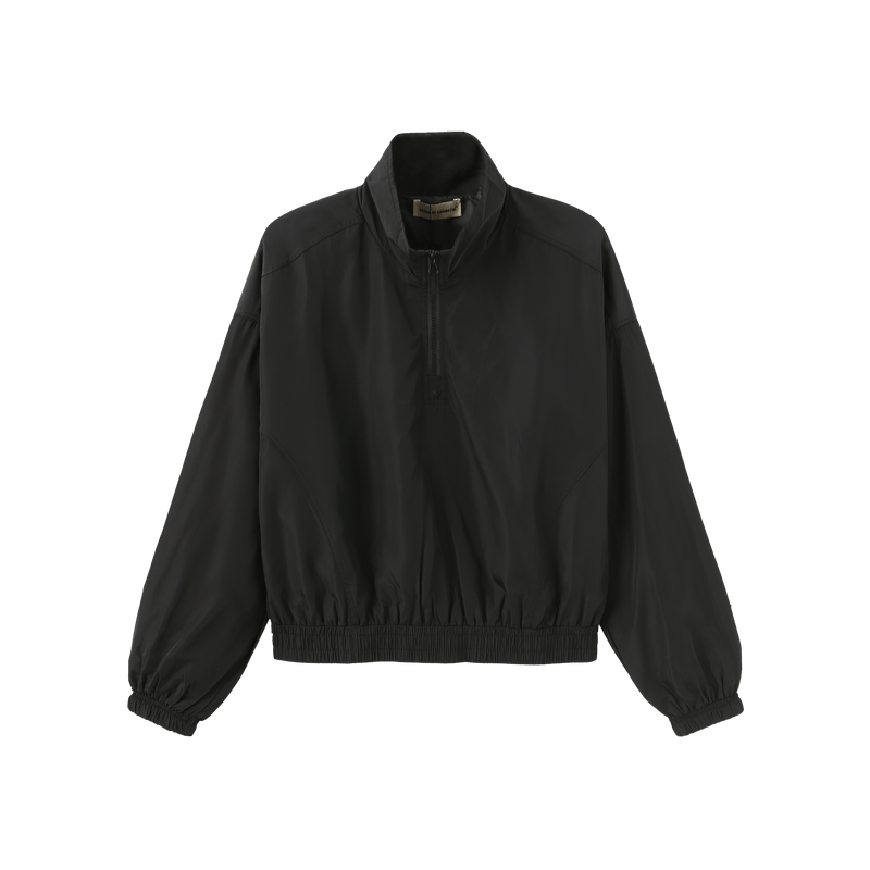 Vague nylon motocross zipper sweater- Black