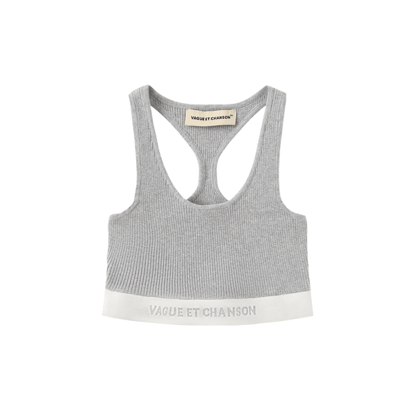 Vague ribbed knit bralette- Grey