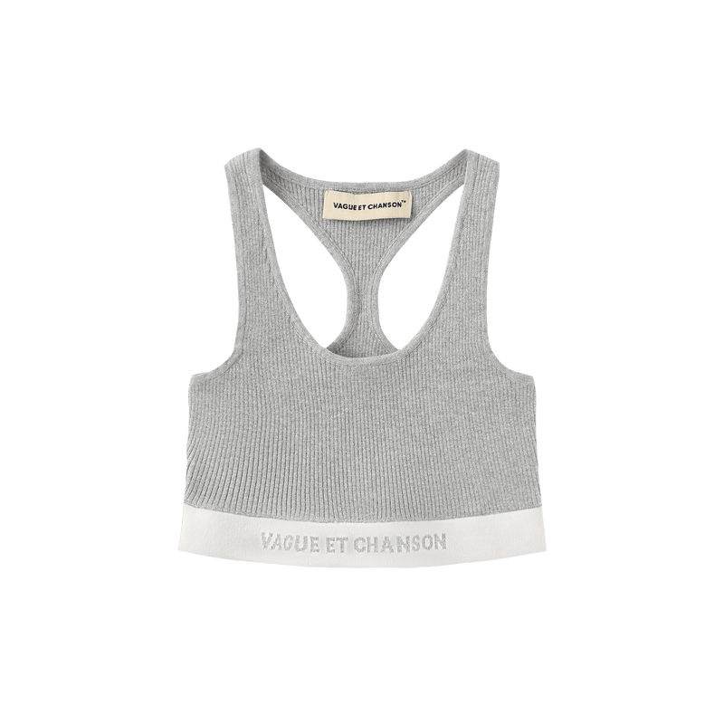 Vague ribbed knit bralette- Grey