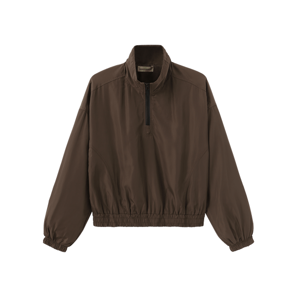 Vague nylon motocross zipper sweater- Brown