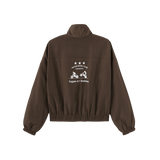 Vague nylon motocross zipper sweater- Brown