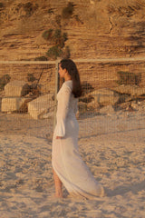 Vague crochet golden logo dress