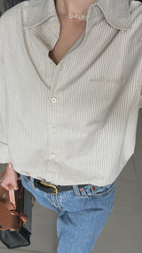 Vague classic striped button up shirt - Cream