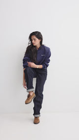 Vague et Chanson satin bomber jacket - Navy