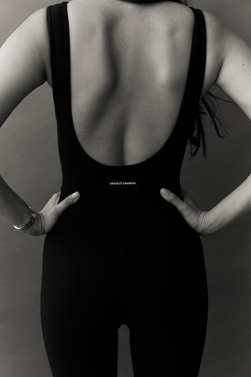 Vague et Chanson the ribbed romper - Black