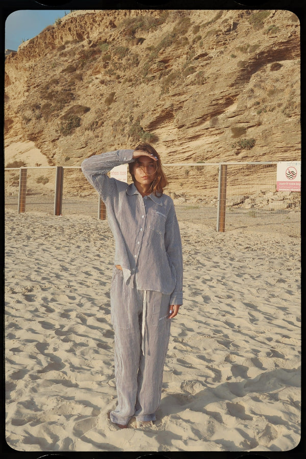 Vague linen trousers- Striped