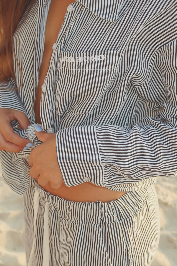 Vague linen button up shirt- Striped