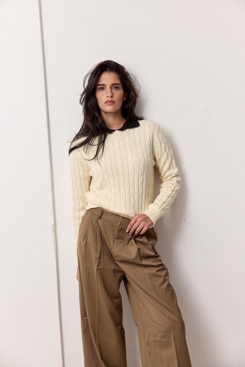 Vague Atelier Knit Crewneck Sweater – Cream