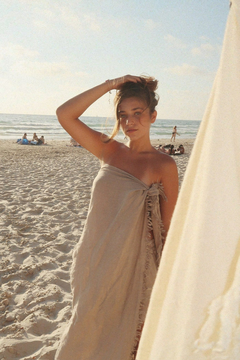 Vague linen pareo- Natural