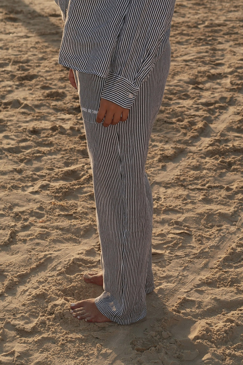 Vague linen trousers- Striped
