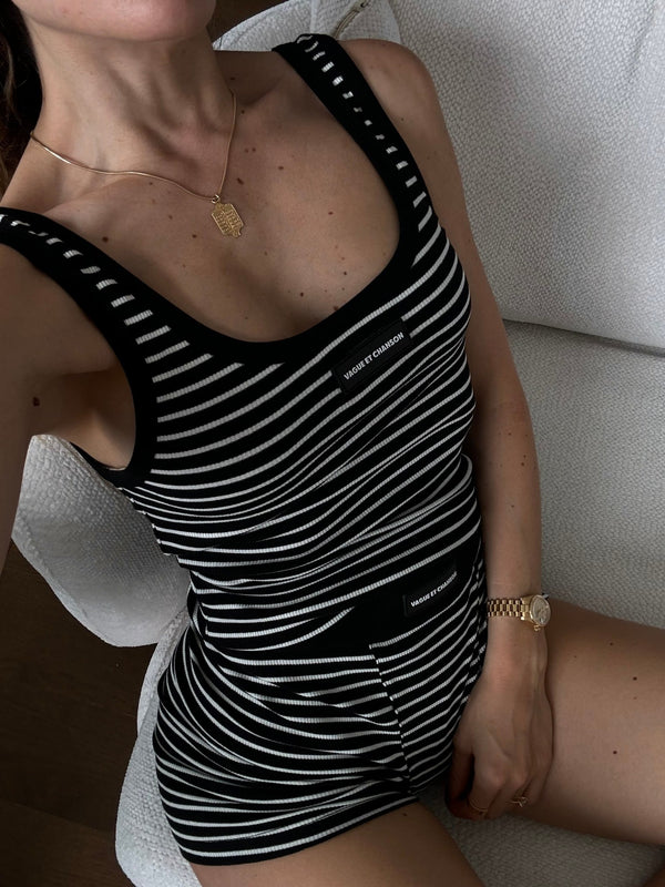 Vague tank top No.3 LOGO- Striped