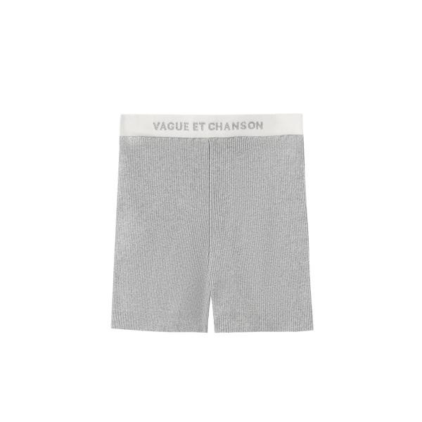 Vague ribbed knit shorts- Grey