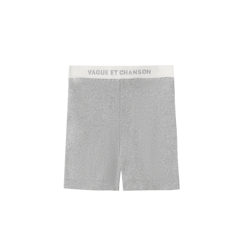 Vague ribbed knit shorts- Grey