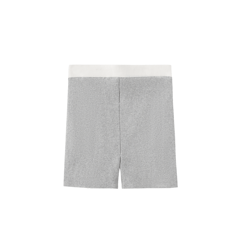 Vague ribbed knit shorts- Grey