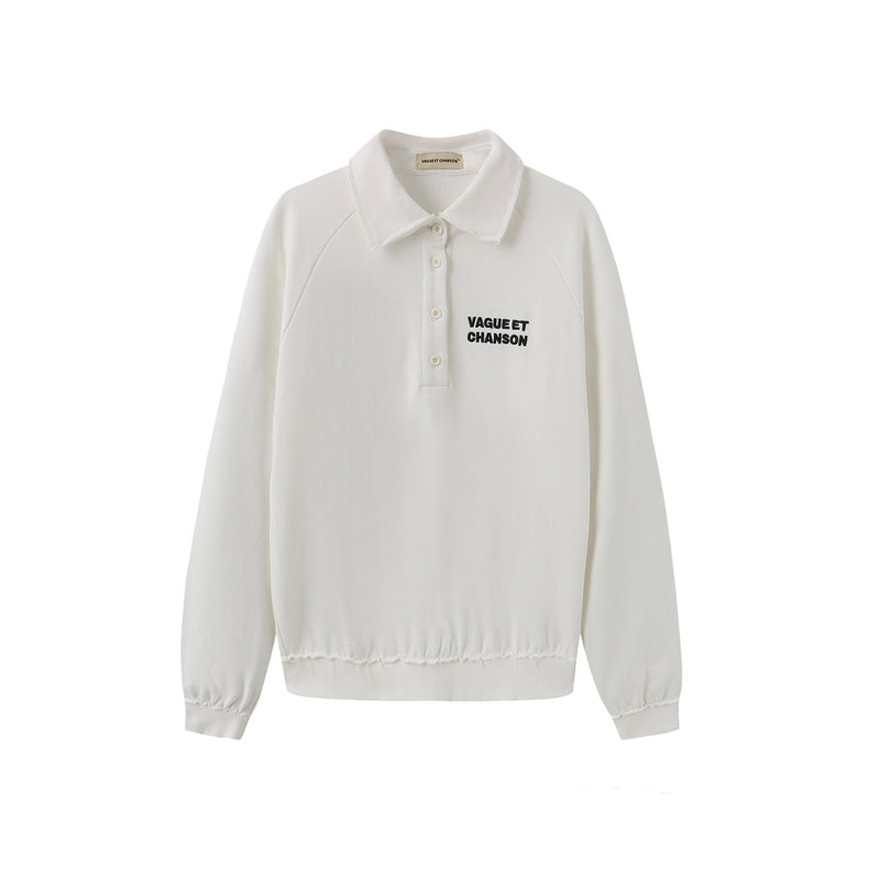 Vague French Terry polo sweatshirt- White