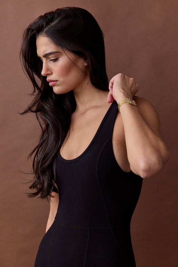 Vague et Chanson the ribbed romper - Black