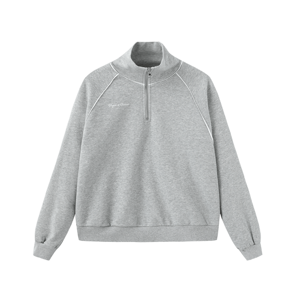 Vague French Terry zipper sweater- Grey