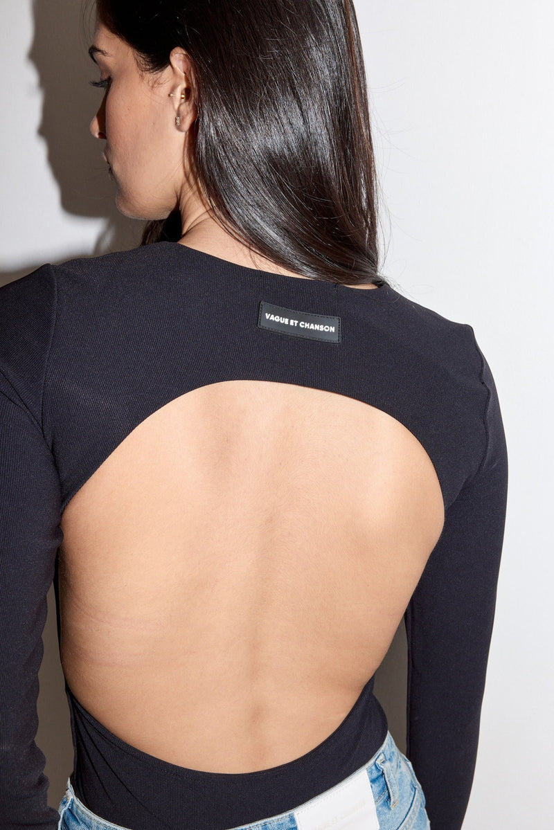 Vague long sleeve open back bodysuit - Black