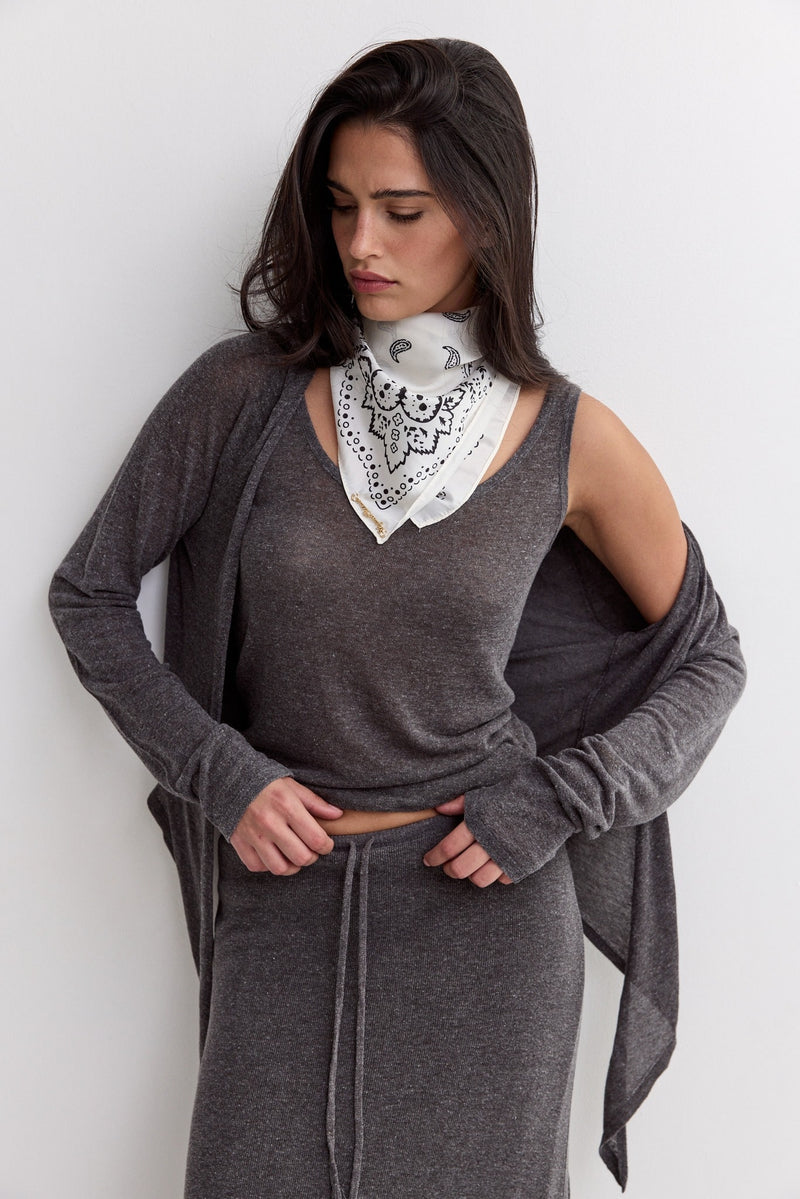 Vague paisley golden logo bandana- white