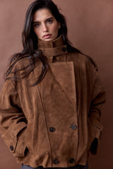 Vague Cropped Suede Jacket - Brown