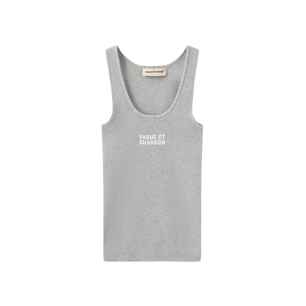 Vague ribbed knit tank top- Grey