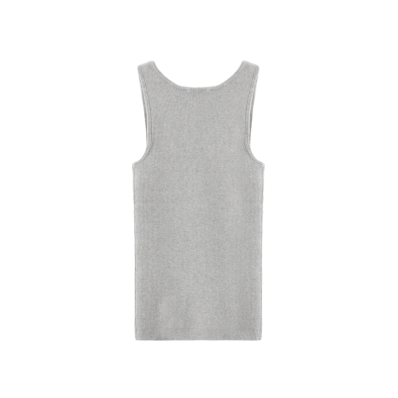 Vague ribbed knit tank top- Grey