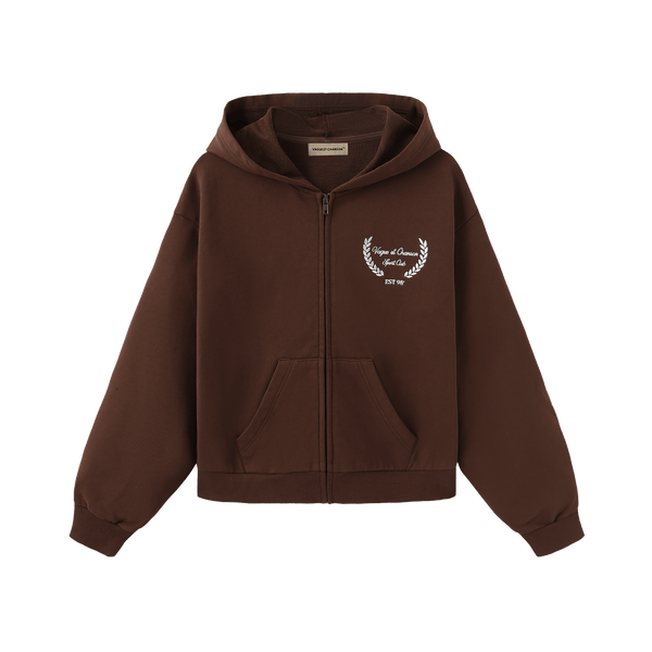 Vague sport club zipped hoodie- Brown