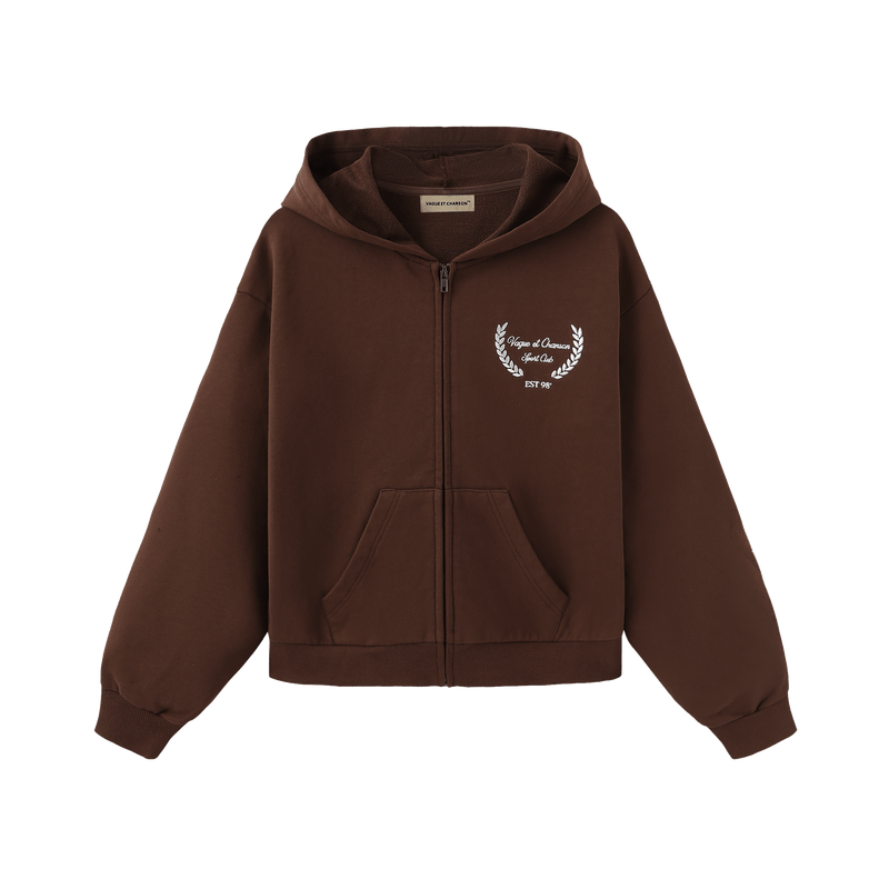 Vague sport club zipped hoodie- Brown