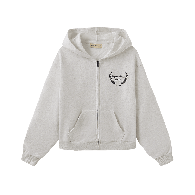 Vague sport club zipped hoodie- Grey