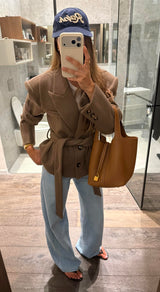 Vague wool belt jacket