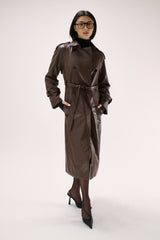 Vague the leather trench- Brown