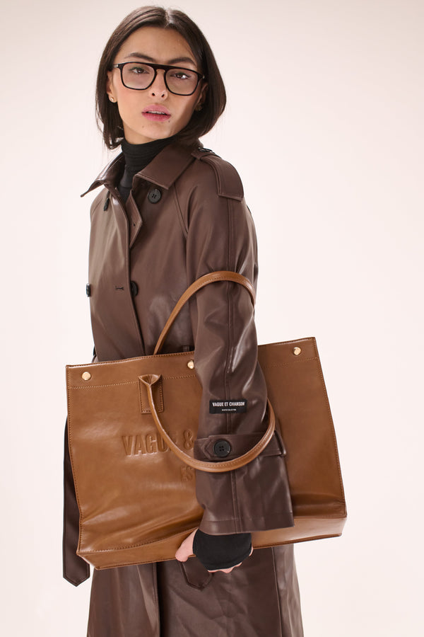 Vague et Chanson the tote bag- Brown