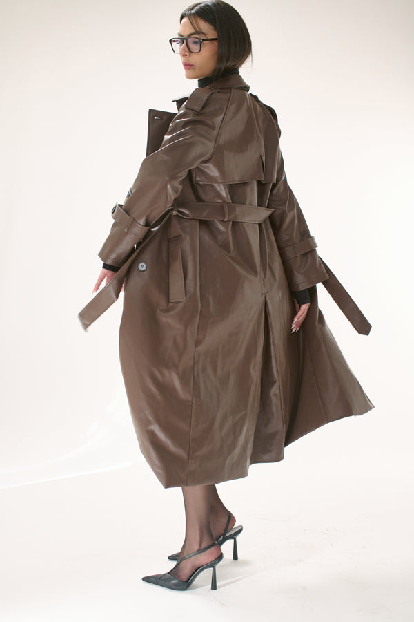 Vague the leather trench- Brown