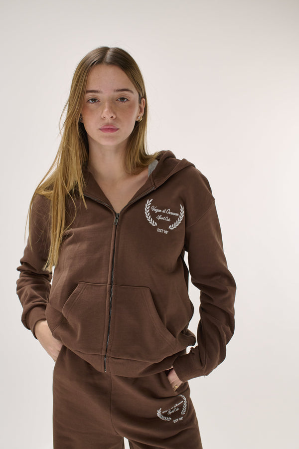 Vague sport club zipped hoodie- Brown