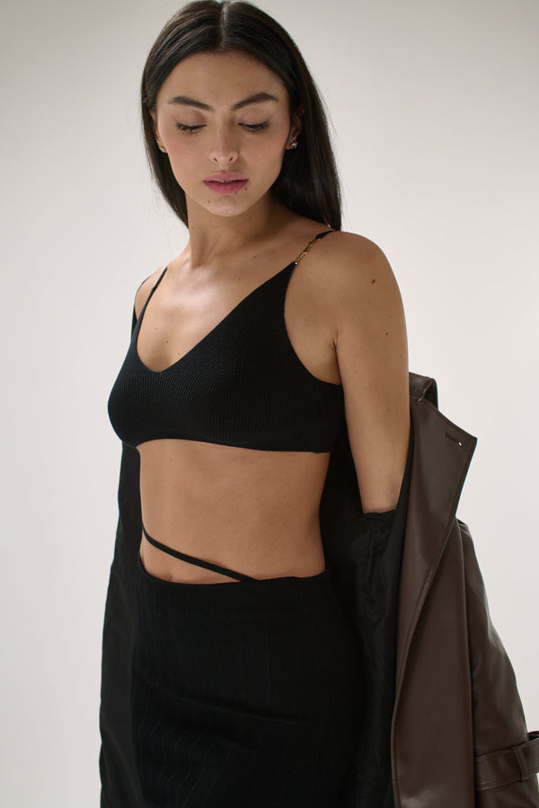 Vague knitted bra- Black