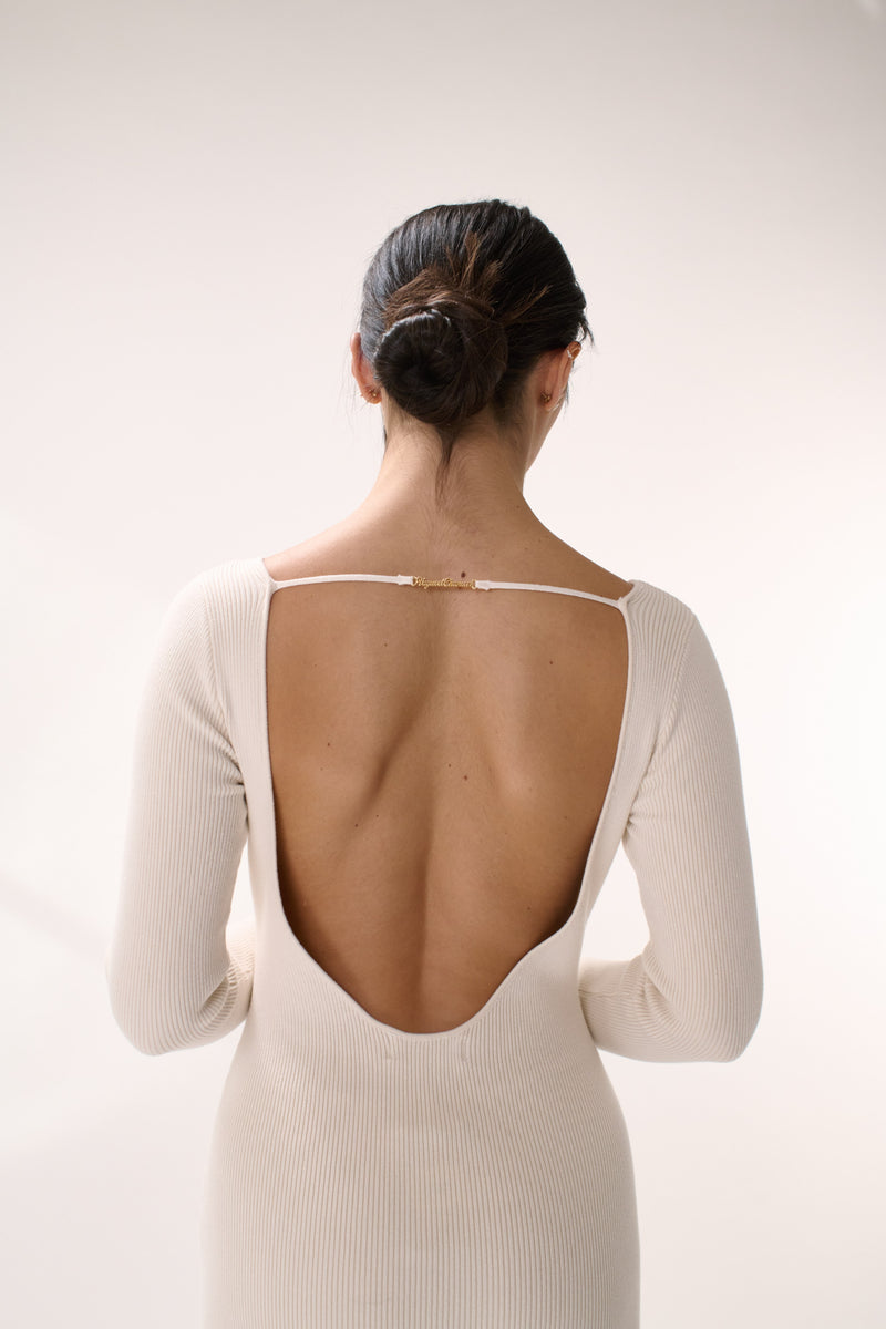 Vague open back knit dress- Cream Vague et Chanson Vague open back knit dress- Cream Vague et Chanson