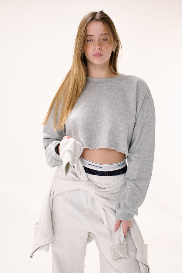 Vague cropped sweater grey