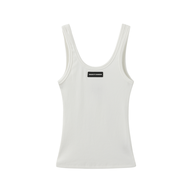 Vague tank top no.03 LOGO -  WHITE