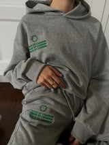VAGUE GREY HOODIE WITH GREEN EMBROIDERY