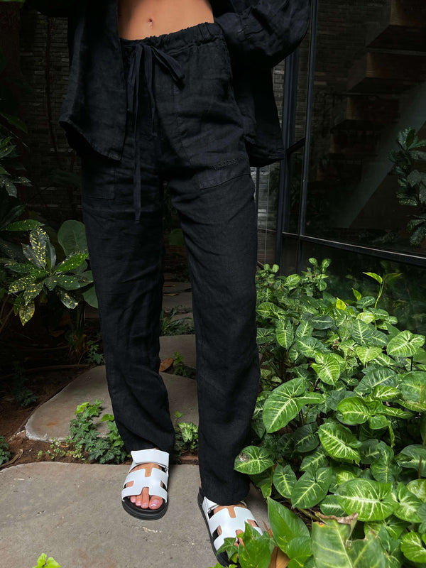 VAGUE LINEN TROUSERS BLACK