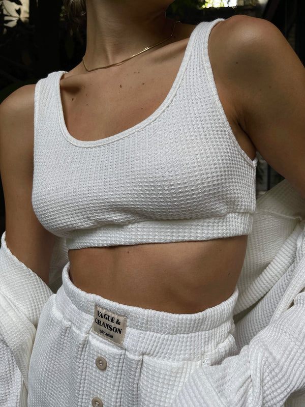 VAGUE WAFFLE CROPPED TOP WHITE