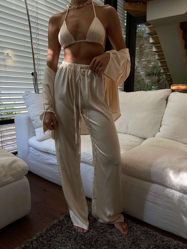 VAGUE SATIN TROUSERS CREAM