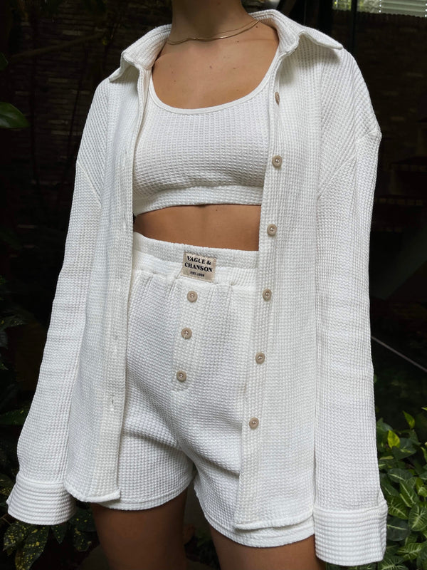 VAGUE WAFFLE CROPPED TOP WHITE