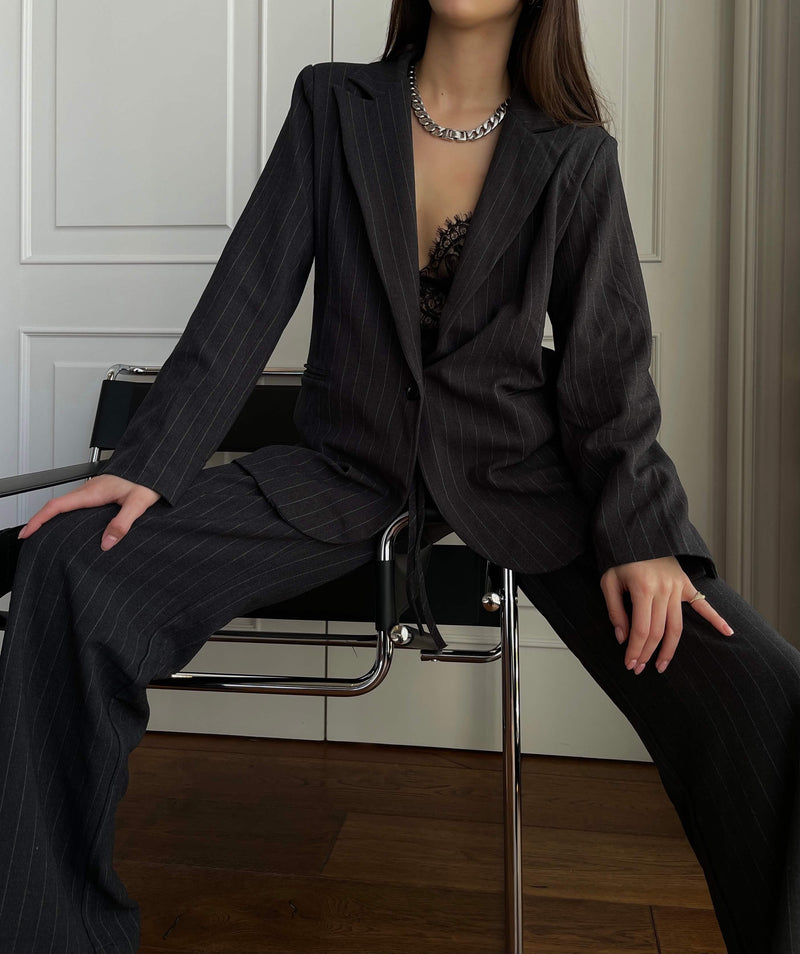 VAGUE STRIPED PANTS DARK GREY