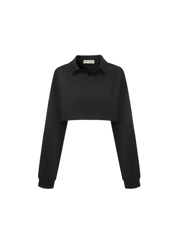 Vague the cropped polo- black