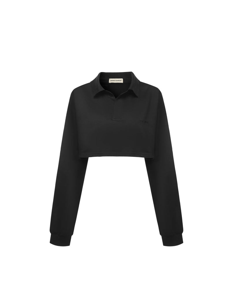 Vague the cropped polo- black